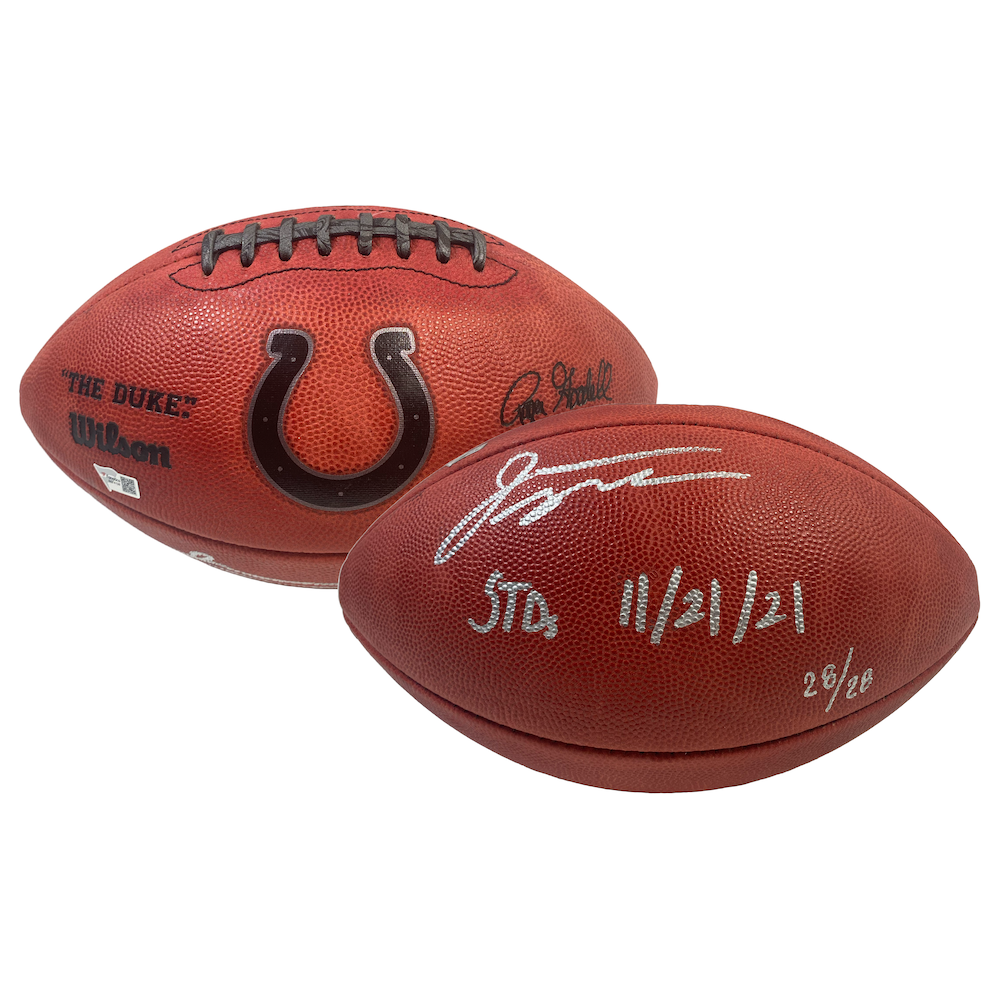 JONATHAN TAYLOR Autographed Duke Metallic Colts Football FANATICS LE 28/28