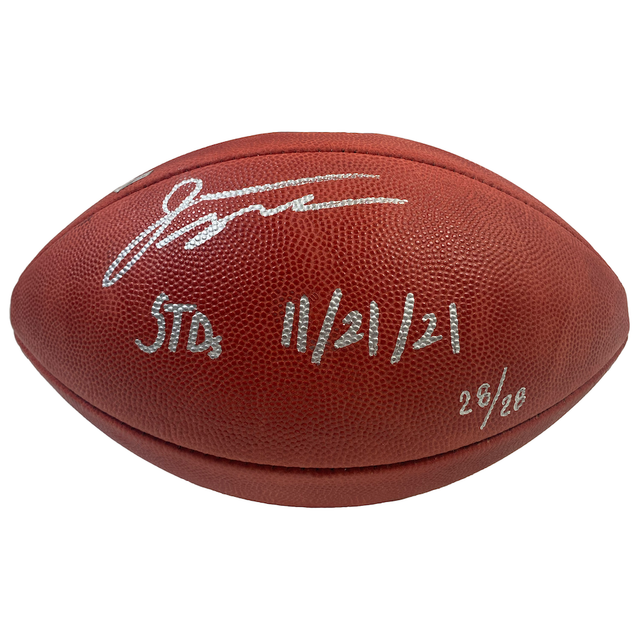 JONATHAN TAYLOR Autographed Duke Metallic Colts Football FANATICS LE 28/28