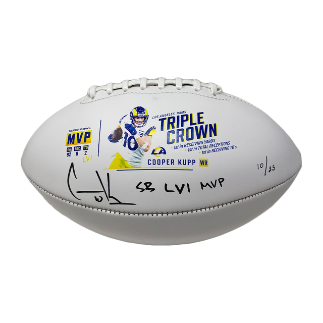 COOPER KUPP Autographed SB LVI MVP Rams Triple Crown Football FANATICS LE 10/25