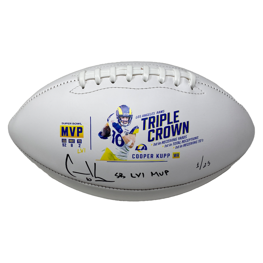 COOPER KUPP Autographed SB LVI MVP Rams Triple Crown Football FANATICS LE 1/25