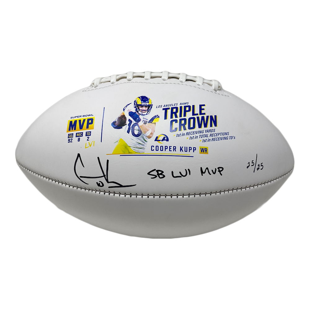 COOPER KUPP Autographed SB LVI MVP Rams Triple Crown Football FANATICS LE 25/25