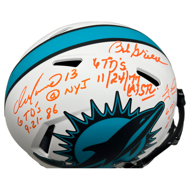 DAN MARINO, TUA & GRIESE Autographed 6 TD's Authentic Helmet FANATICS LE 13/22