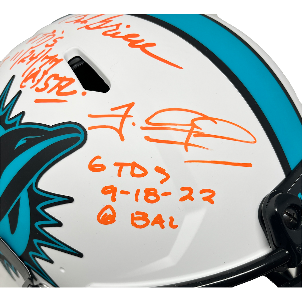 DAN MARINO, TUA & GRIESE Autographed 6 TD's Authentic Helmet FANATICS LE 13/22