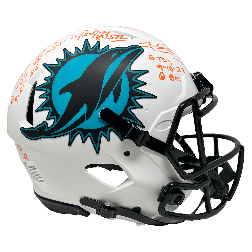 DAN MARINO, TUA & GRIESE Autographed 6 TD's Authentic Helmet FANATICS LE 13/22