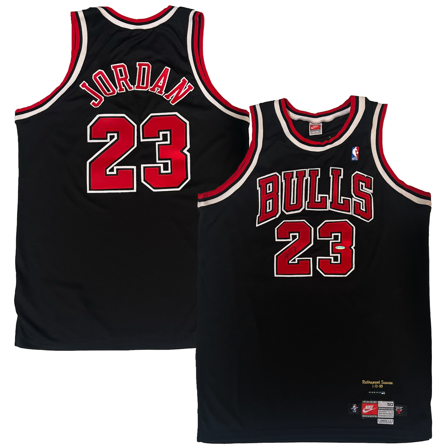 Michael Jordan Autographed Chicago Bulls Retirement Ed. Black Nike Jersey UDA