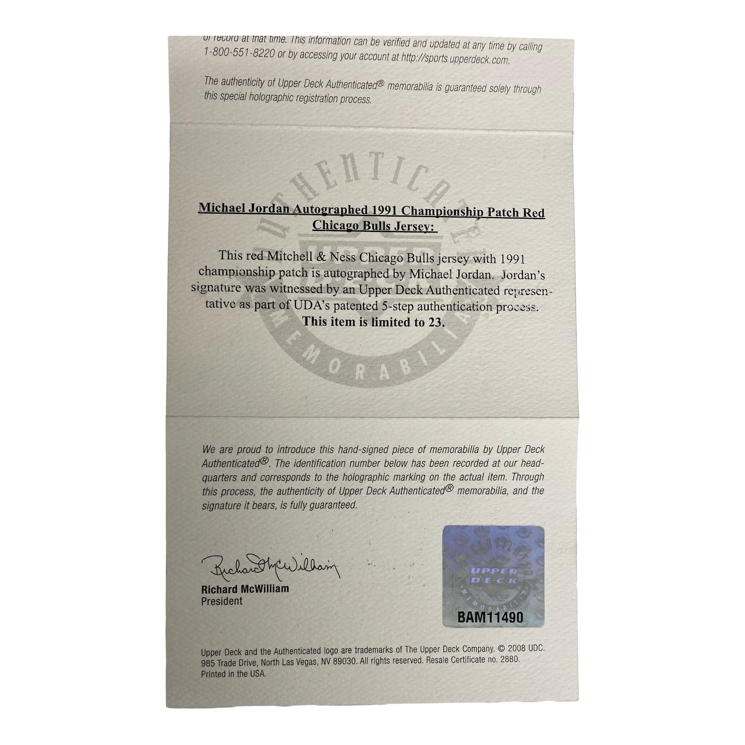 Michael Jordan Autographed 1991 Championship Patch Framed Chicago Bulls Jersey UDA LE 23