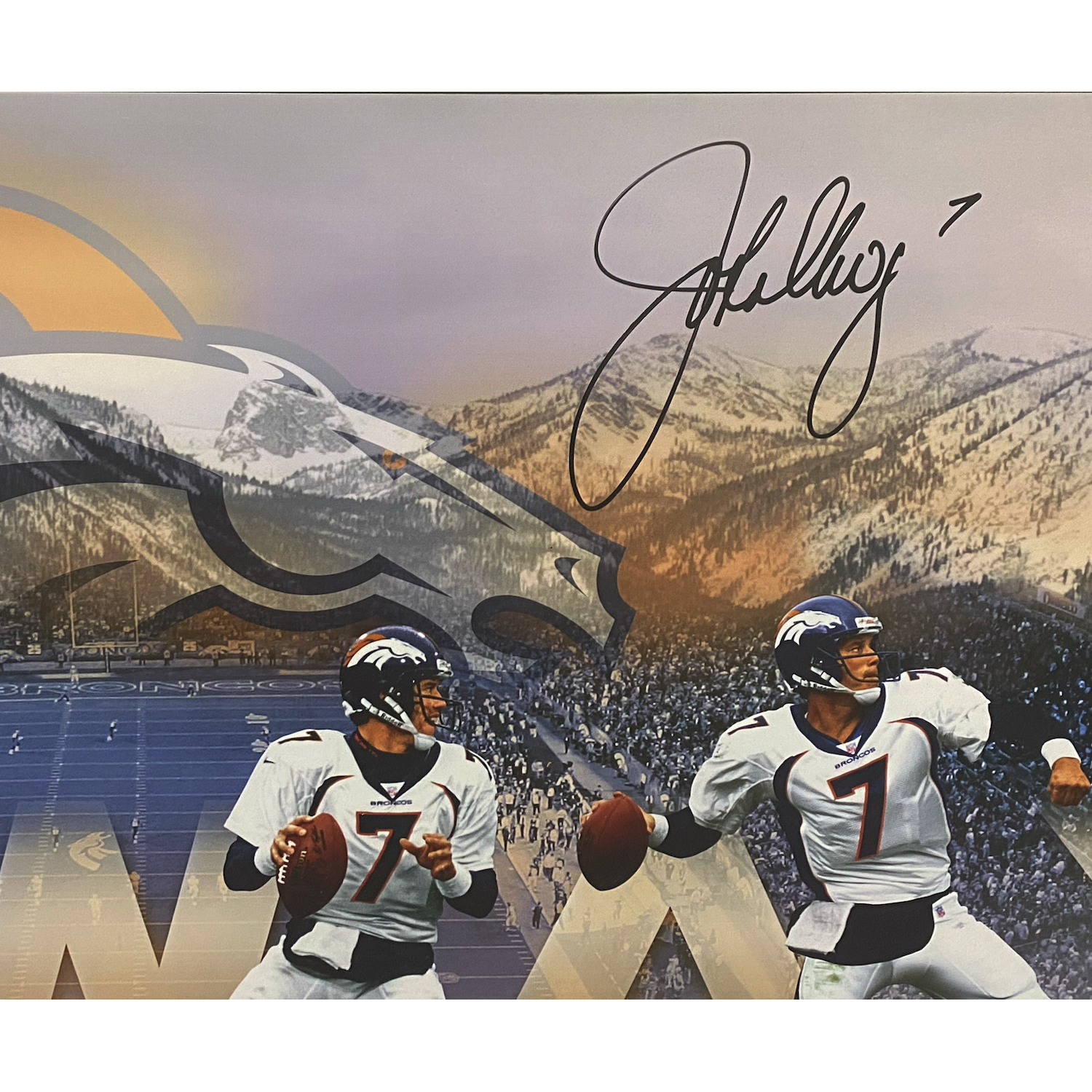 John Elway Autographed "Art of the Pass" 36" x 15" Photo UDA LE 50/50