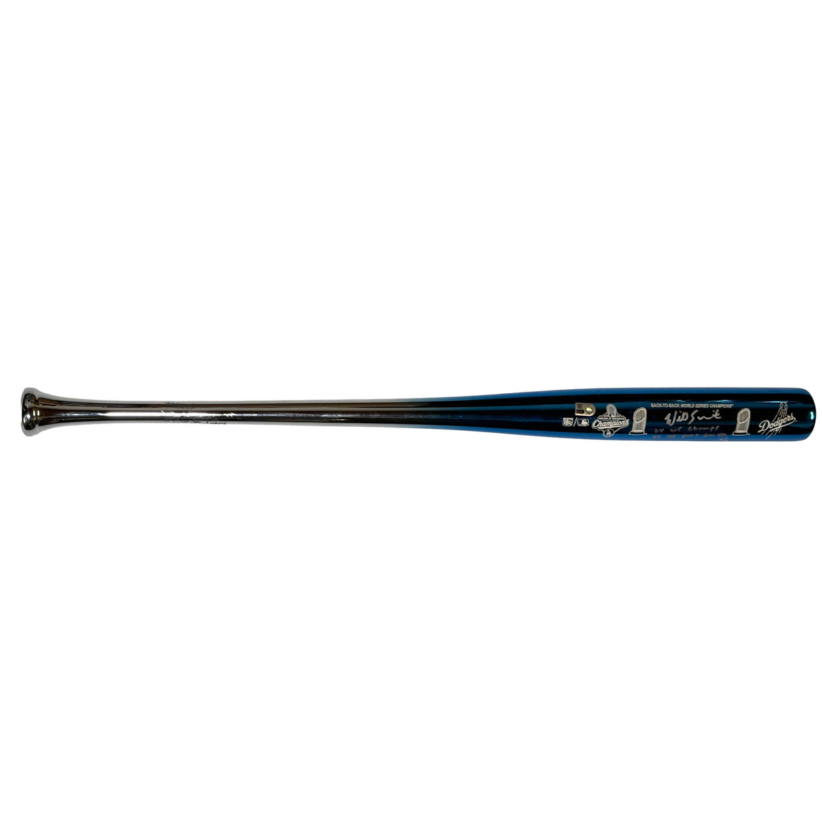 Will Smith Autographed/Multi-Inscribed Los Angeles Dodgers Back to Back World Series Champions Chrome Logo Bat LE 5/5 Fanatics