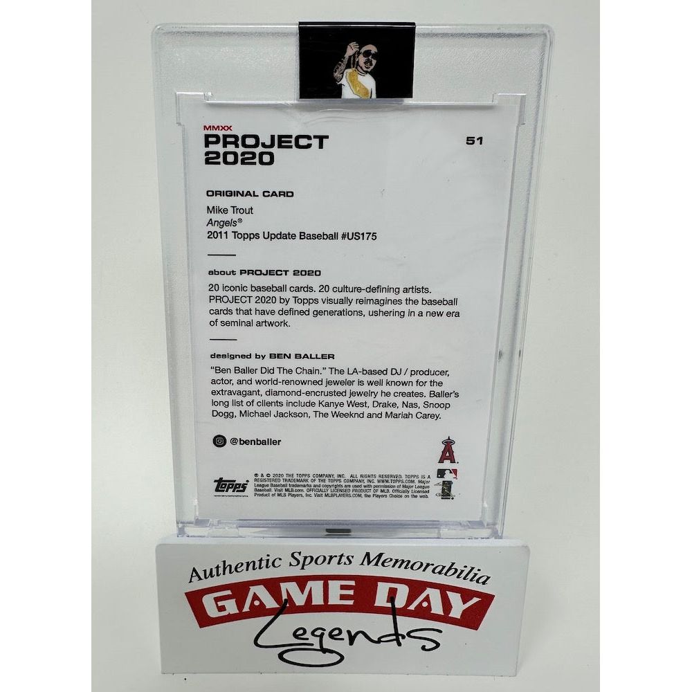 Mike Trout Los Angeles Angels Topps Ben Baller Autograph Edition Project 2020 Trading Card