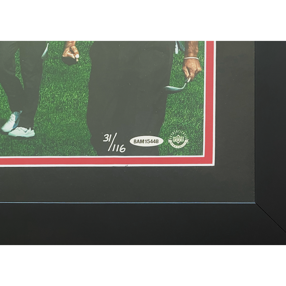 Tiger Woods Autographed "Chip at 16" Framed 41" x 20" Photograph UDA LE 116