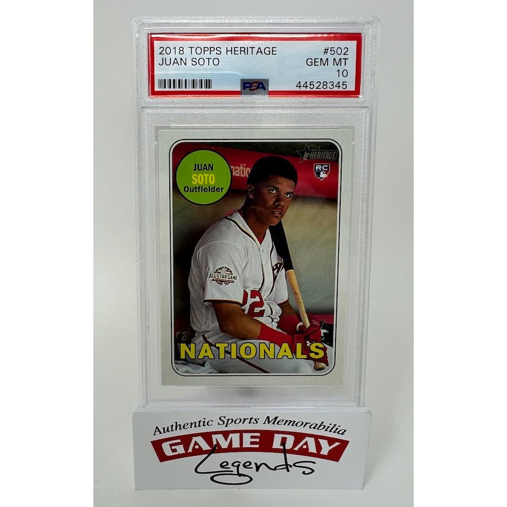 Juan Soto Washington Nationals 2018 Topps Heritage #502 Nationals RC Rookie Card PSA Gem Mint 10