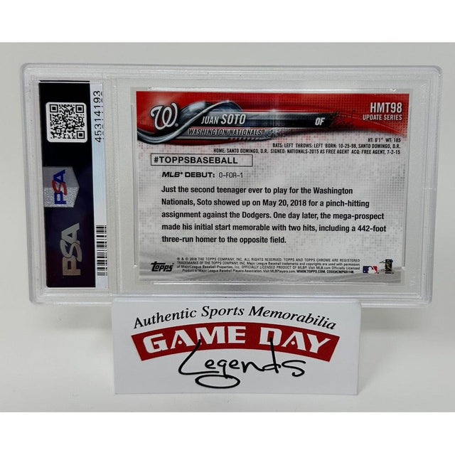 Juan Soto Washington Nationals 2018 Topps Chrome - Update - #HMT98 RC Rookie Card PSA Gem Mint 10