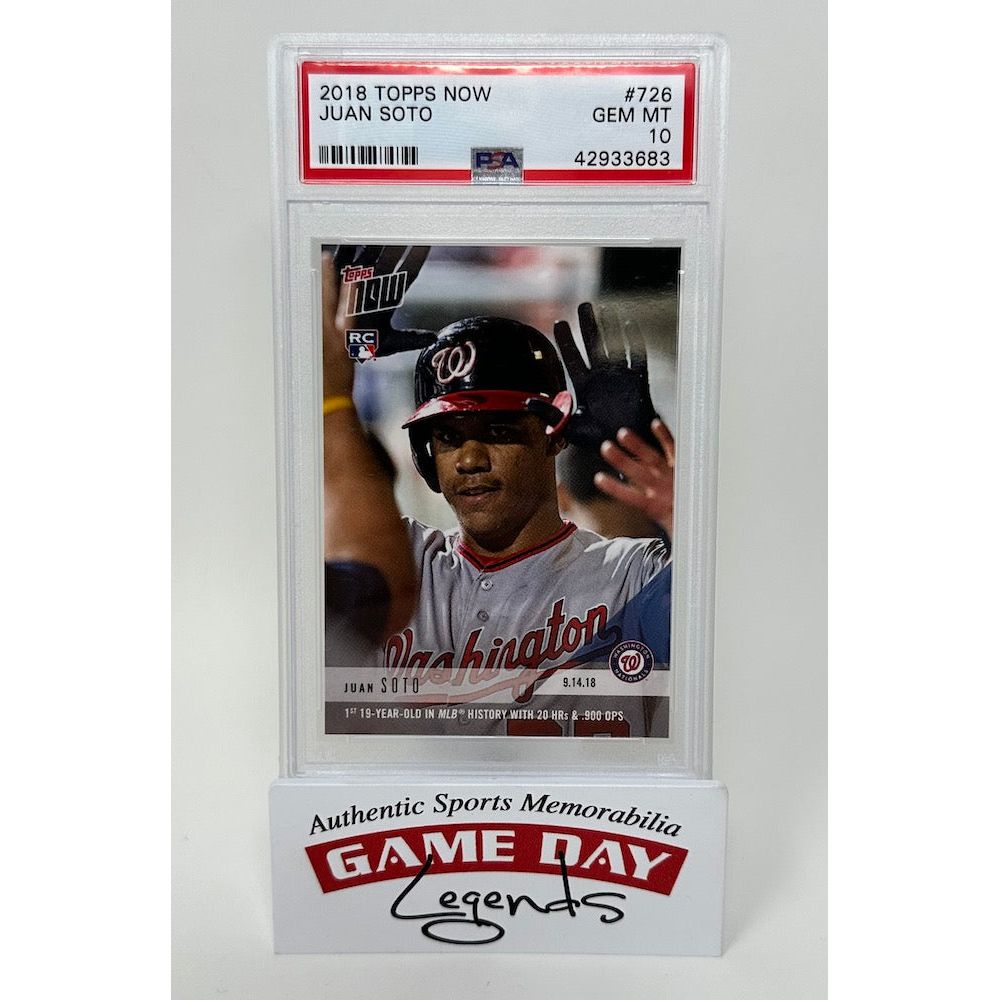 Juan Soto Washington Nationals 2018 Topps Now #726 Nationals RC Rookie Card PSA Gem Mint 10