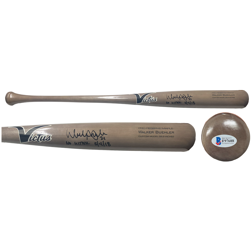 Walker Buehler Autographed "No Hitter 8/14/18" Victus Game Model Bat Beckett