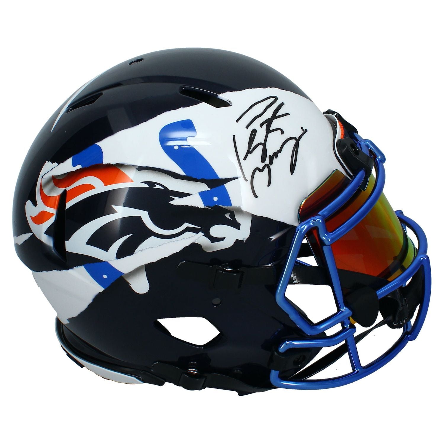 Peyton Manning Autographed Broncos / Colts ECC Ripped Speed Helmet Fanatics