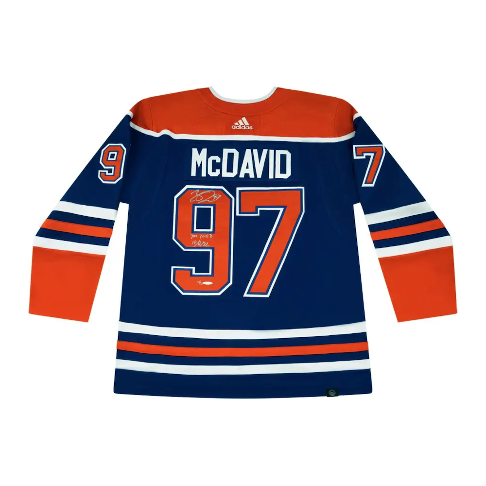 Connor McDavid Autographed Edmonton Oilers "700 PTS 10/12/22" Authentic Jersey UDA LE 70