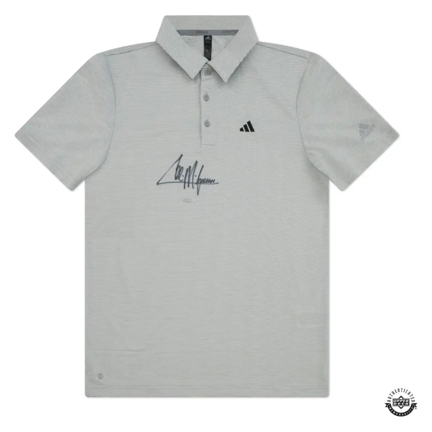 Collin Morikawa PGA Autographed Adidas Grey Polo Shirt UDA