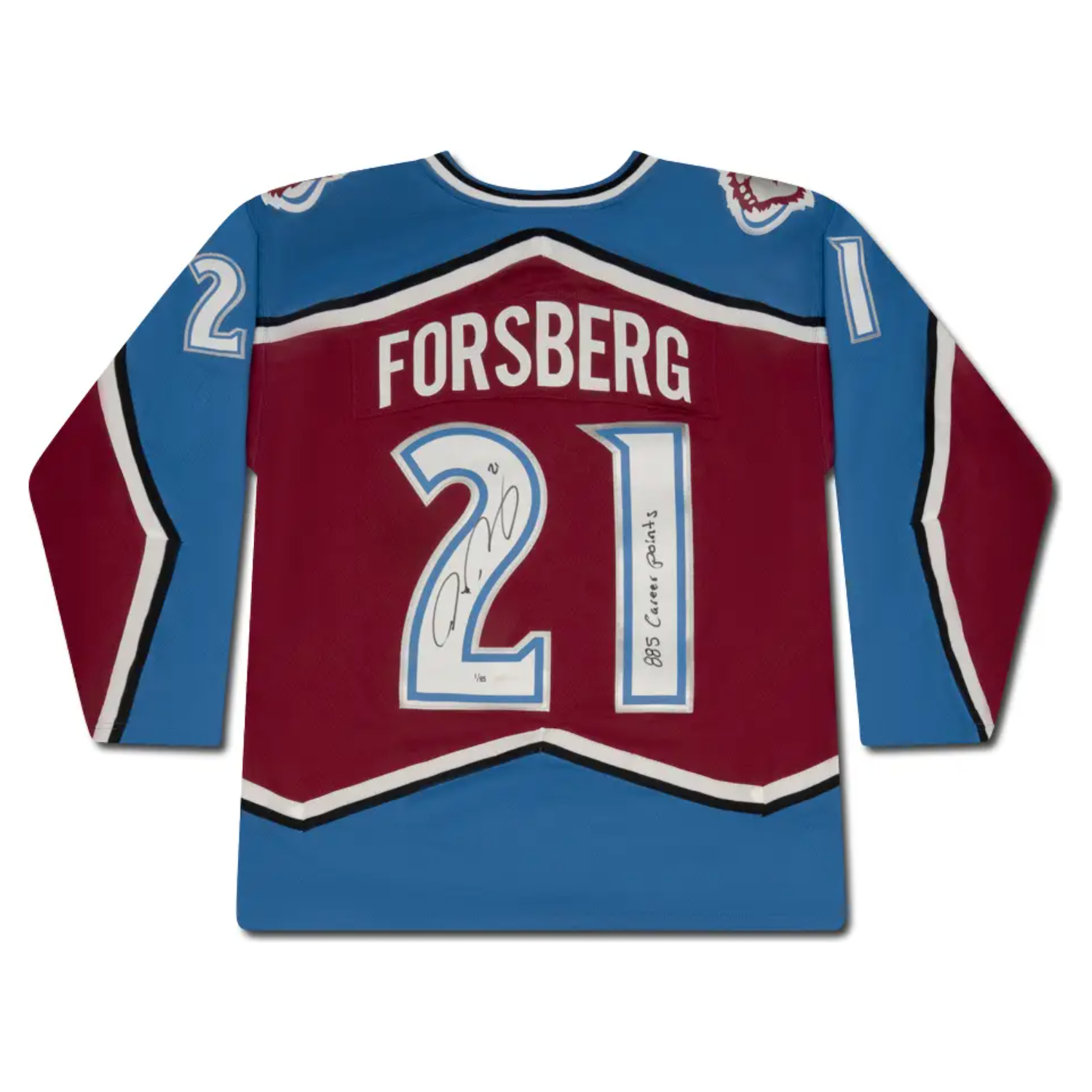Peter Forsberg Autographed "855 Career Points" Colorado Avalanche M&N Jersey UDA LE 85