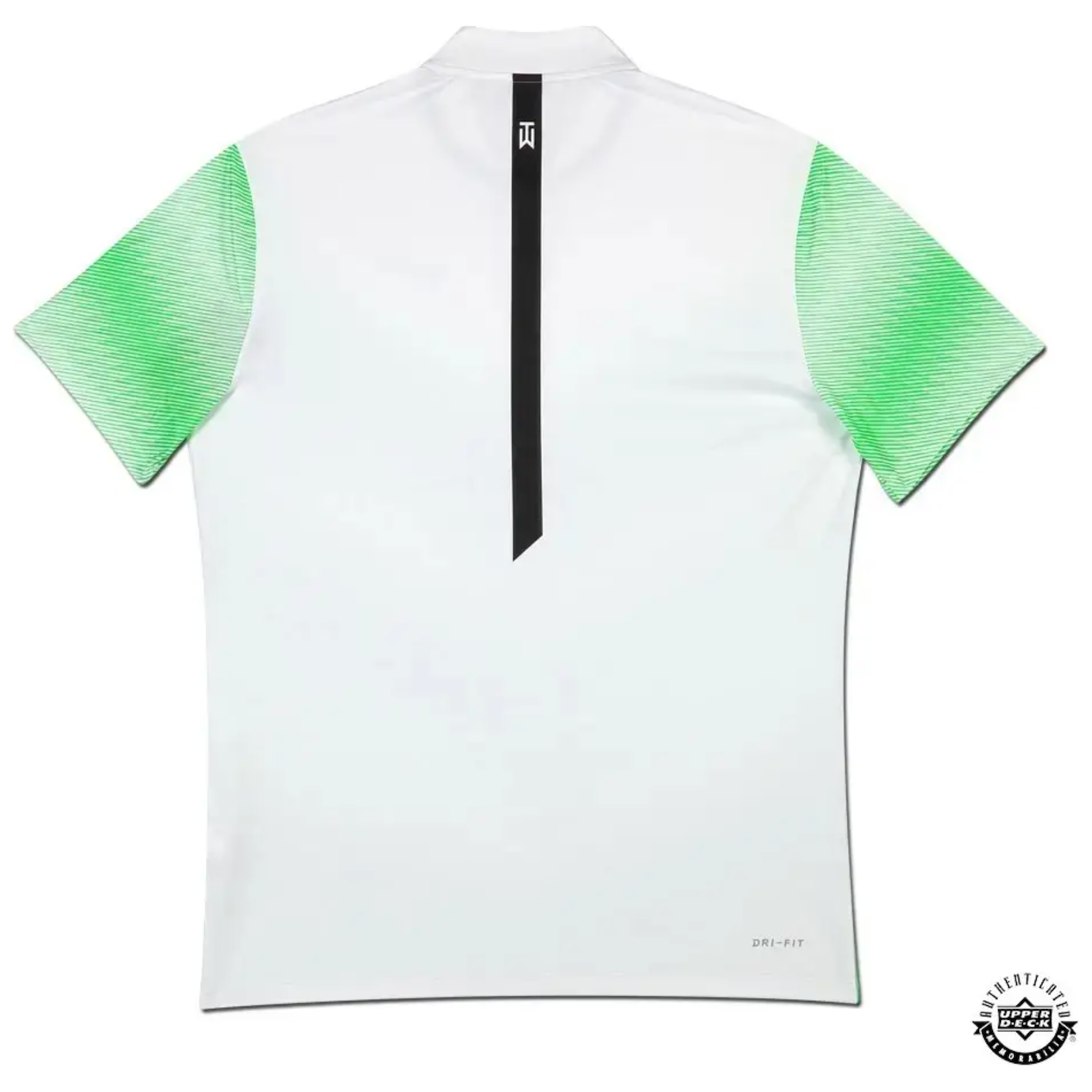 Tiger Woods Autographed Nike Green Stripe Pattern Polo Shirt UDA LE 25