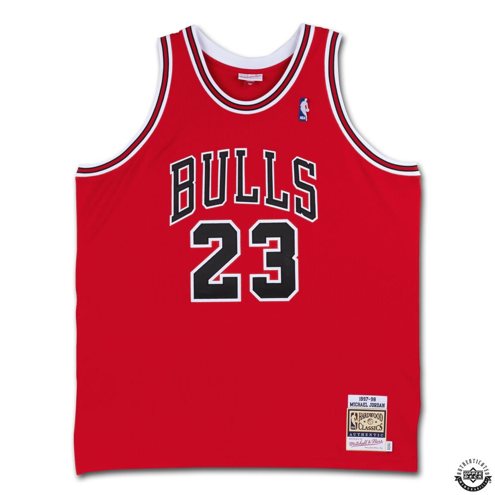 Michael Jordan Autographed & Inscribed “6X CHAMP” 1997-98 Chicago Bulls Red Mitchell & Ness Authentic Jersey LE 123 UDA