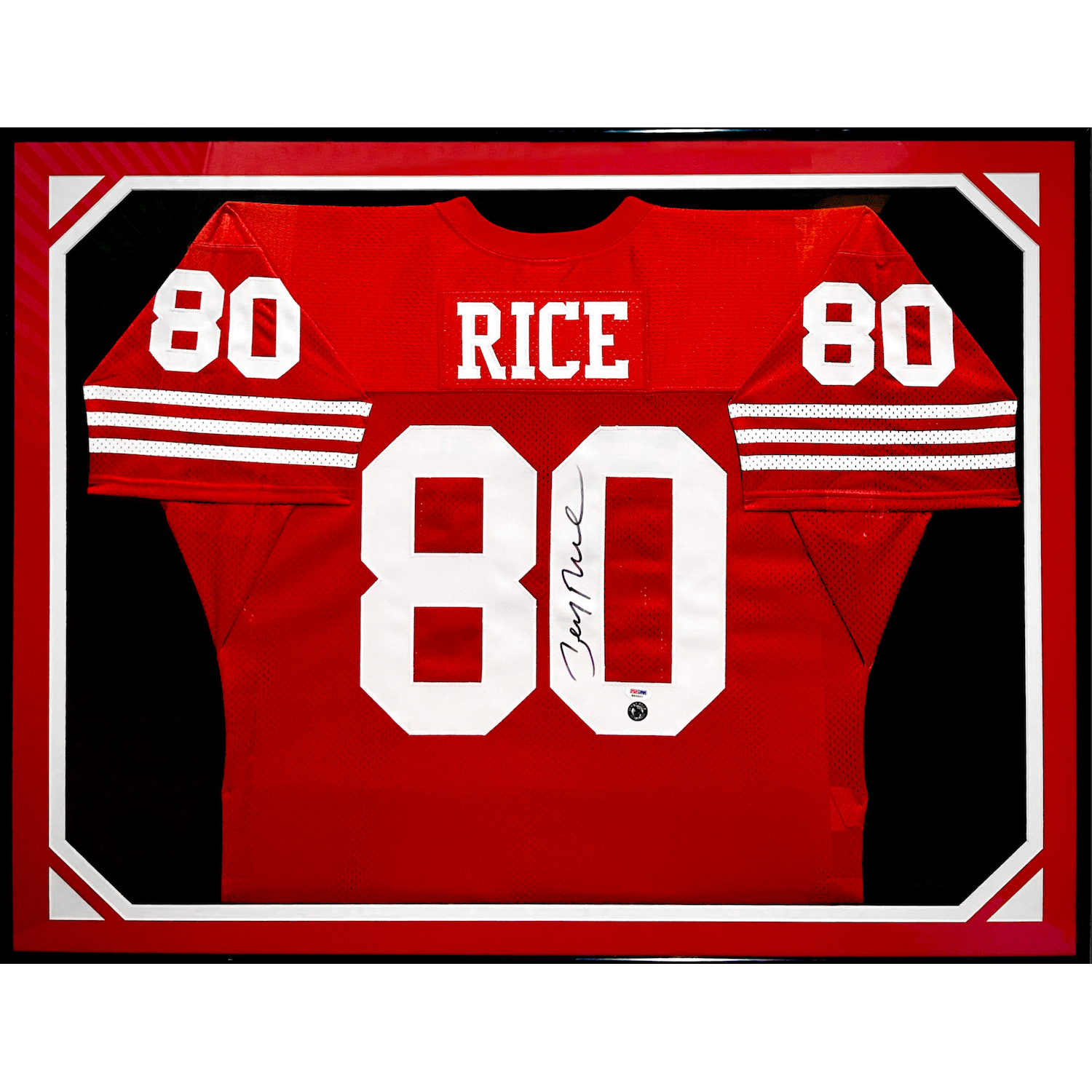 Jerry Rice of the San Francisco 49ers Autographed Custom 42" x 34" Framed Jersey PSA/DNA