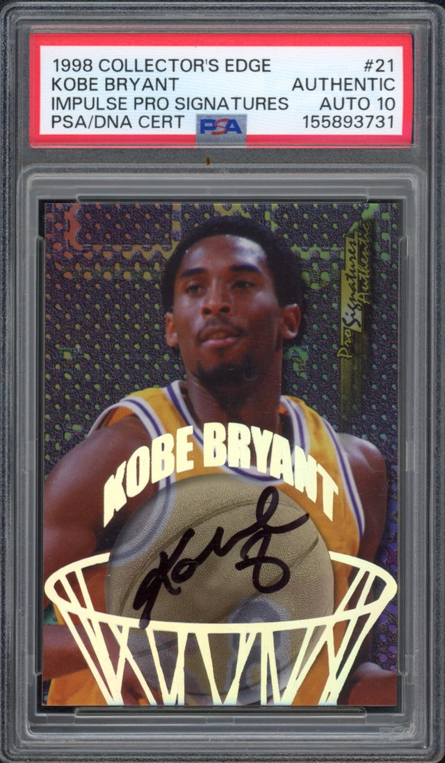 Kobe Bryant 1998 Collector's Edge Impulse Pro Signatures Card #21 PSA Auto 10