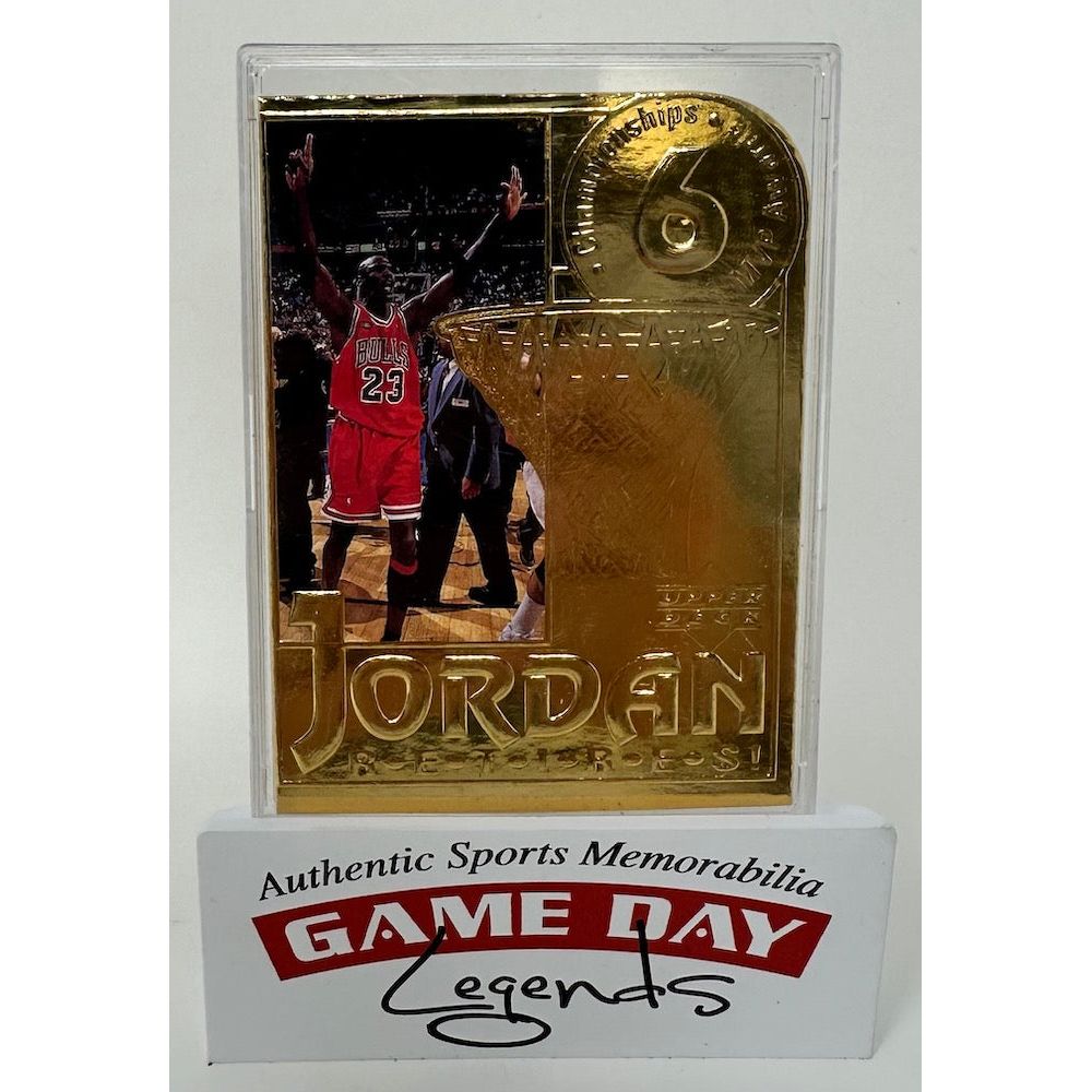 Michael Jordan Upper Deck 22Kt. Gold Leaf Bulls Photo Card - Retirement Ed. LE