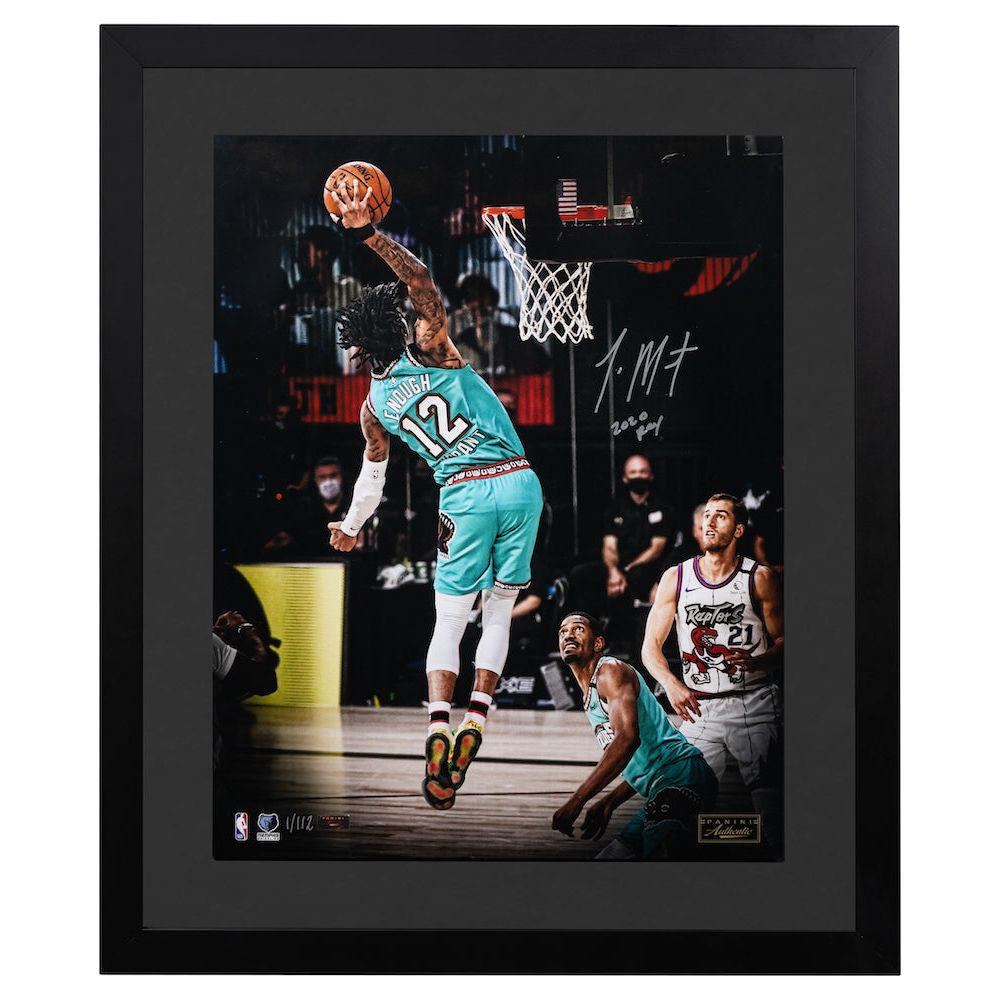 JA MORANT Autographed "2020 ROY" "Lob" 16" x 20" Framed Photo PANINI LE 1/112