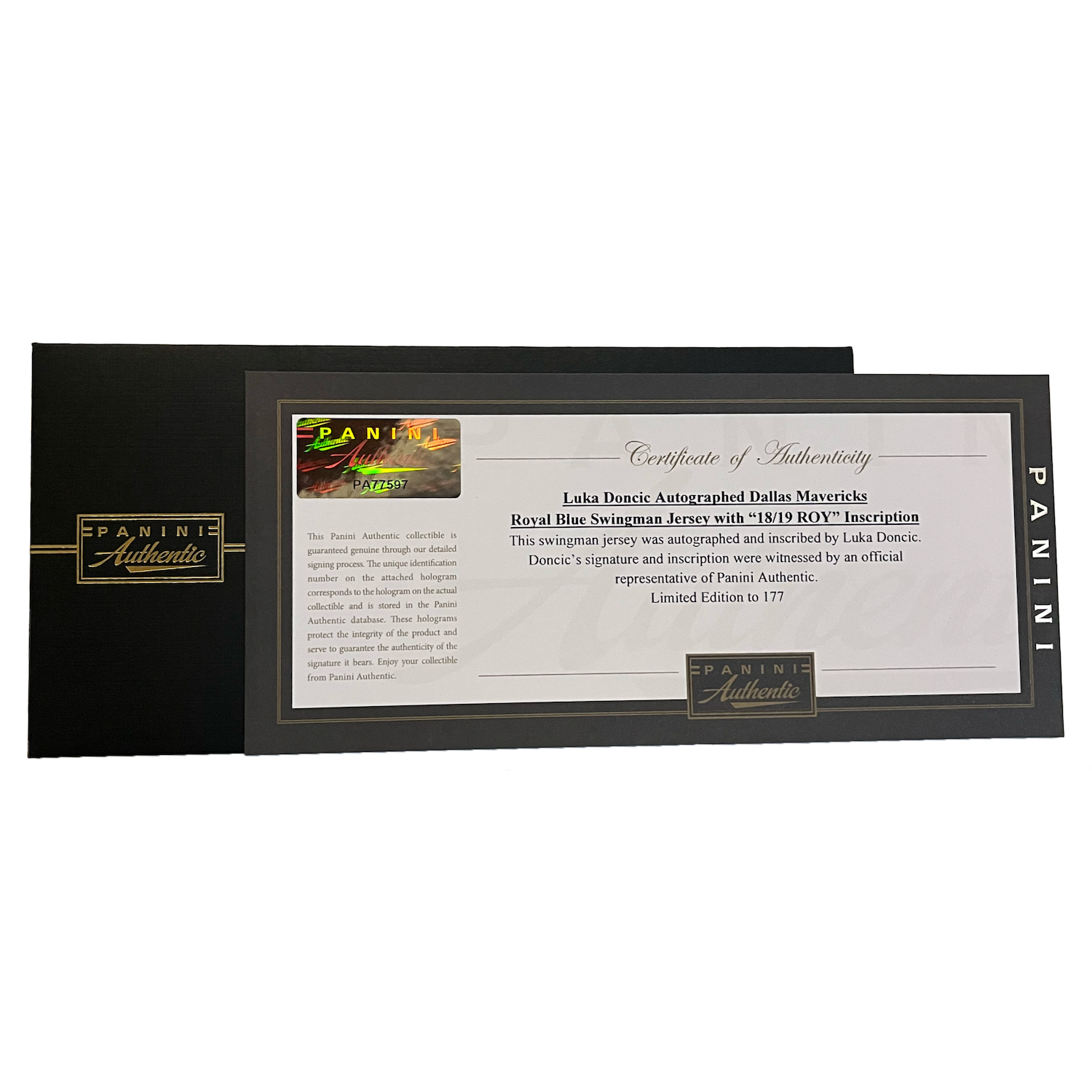 Luka Doncic Autographed "18/19 ROY" Dallas Mavericks Nike Jersey Panini LE 18/177