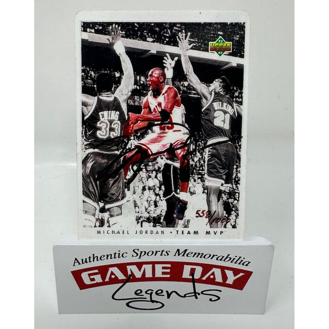 Michael Jordan Autographed Chicago Bulls 1996 Upper Deck Signature Series Porcelain 4 Card Set LE