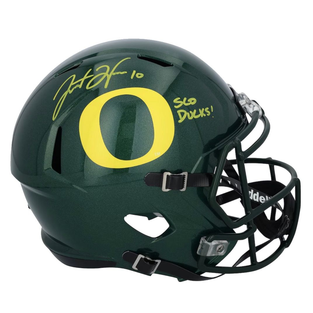 Justin Herbert Autographed "SCO DUCKS!" Oregon Ducks Full Size Helmet Fanatics