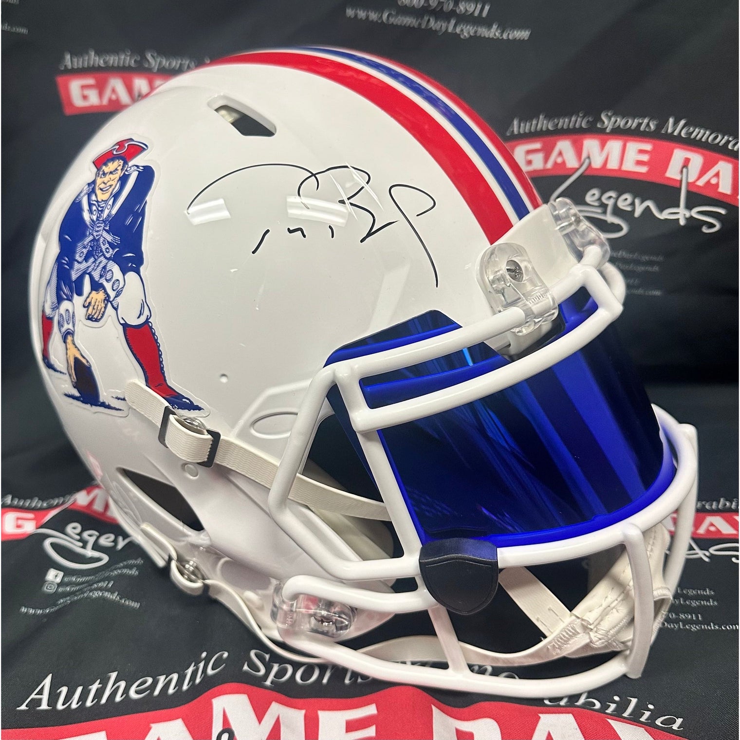 Tom Brady Autographed Patriots Throwback Authentic Speed Helmet with Visor Fanatics