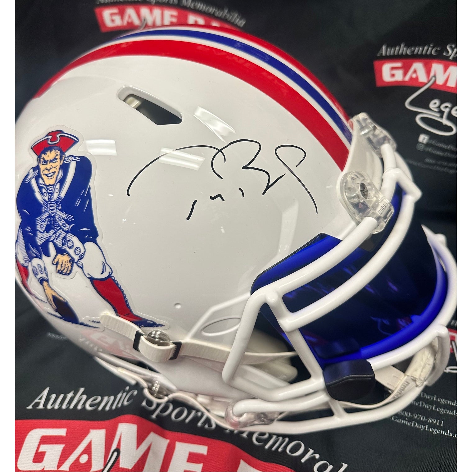 Tom Brady Autographed Patriots Throwback Authentic Speed Helmet with Visor Fanatics