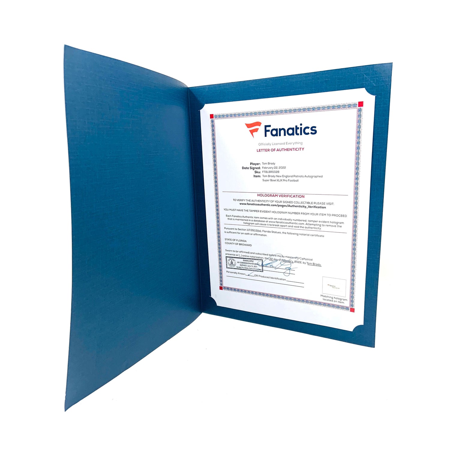 TOM BRADY Autographed New England Patriots Super Bowl XLIX Pro Football FANATICS