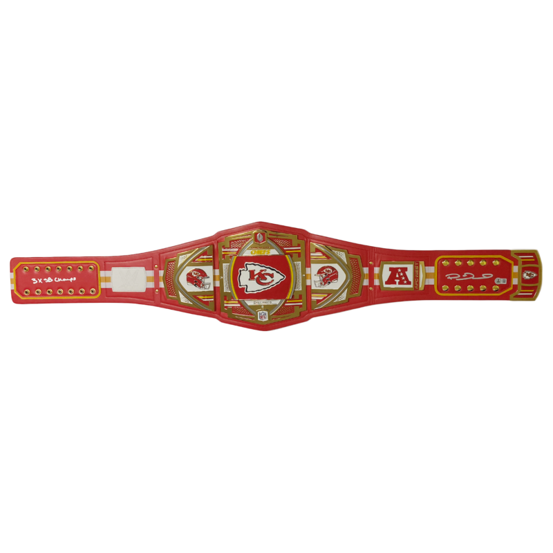 Patrick Mahomes Autographed "3x SB Champ" Chiefs Championship Belt Beckett