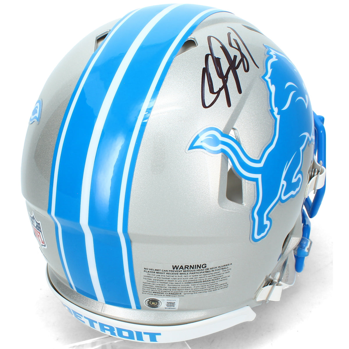 Calvin Johnson Autographed Detroit Lions Speed Authentic Helmet Beckett