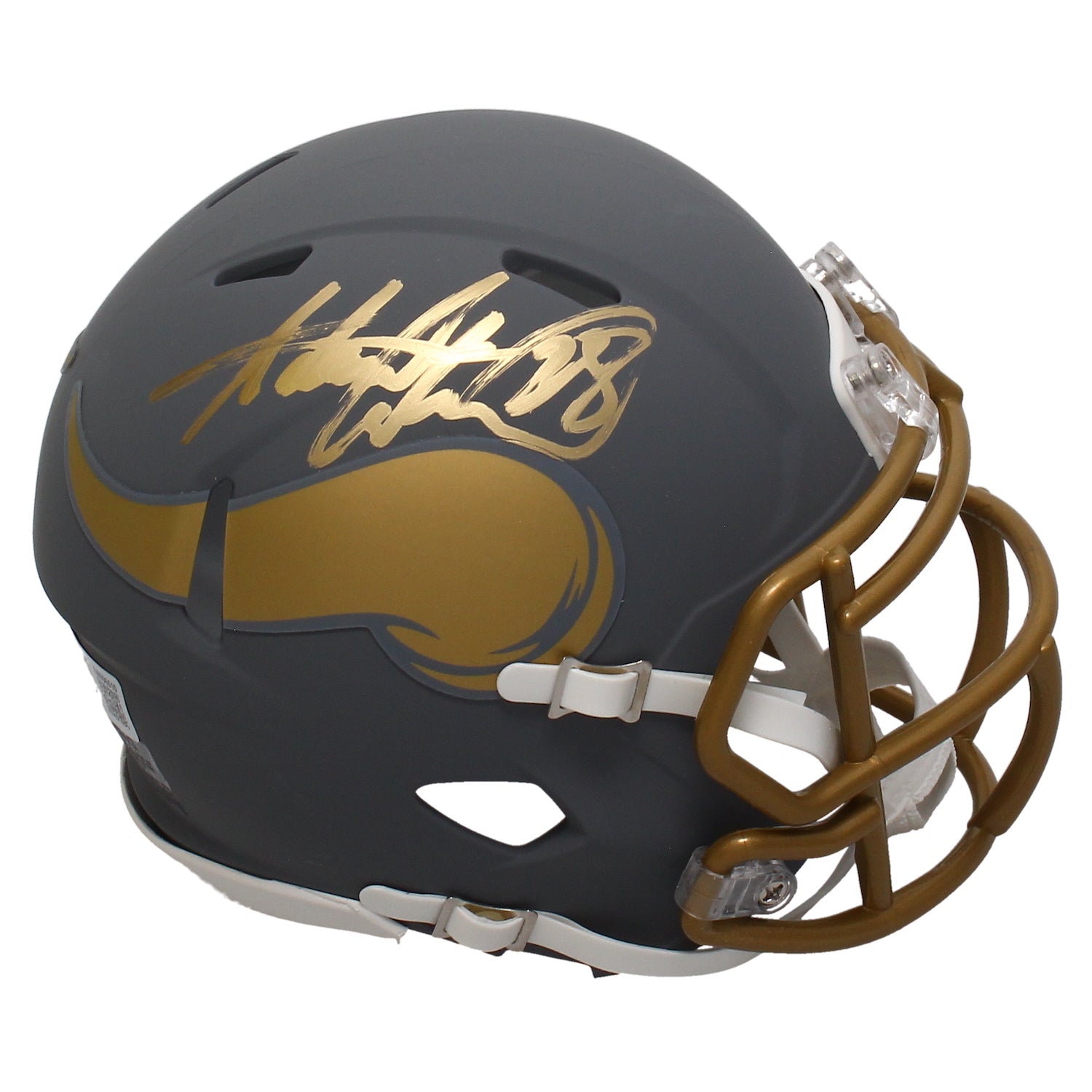 Adrian Peterson Autographed Vikings Slate Mini Speed Helmet Beckett