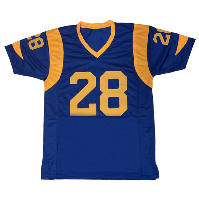 Marshall Faulk of the Los Angeles Rams Autographed Custom #28 Jersey Beckett