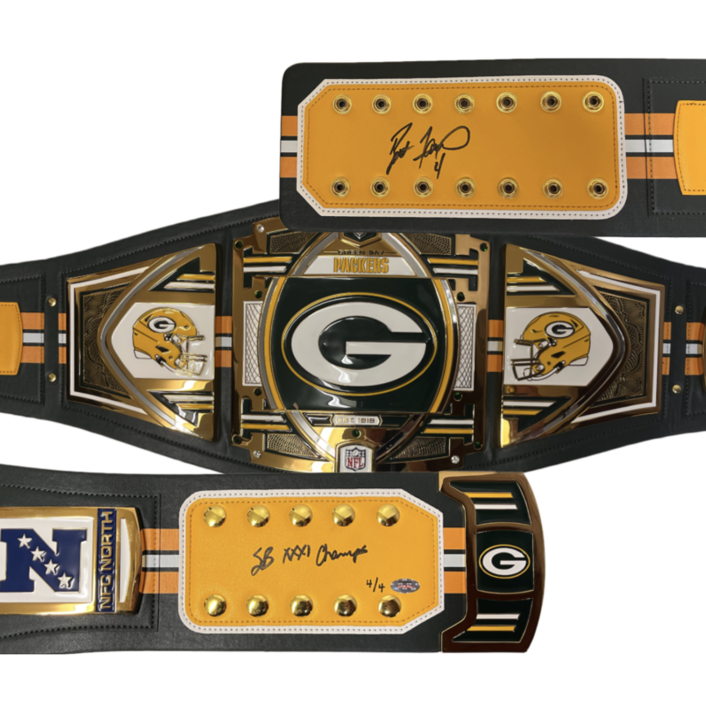 Brett Favre Autographed "SB XXXI Champs" Packers WWE Belt Beckett LE 4/4