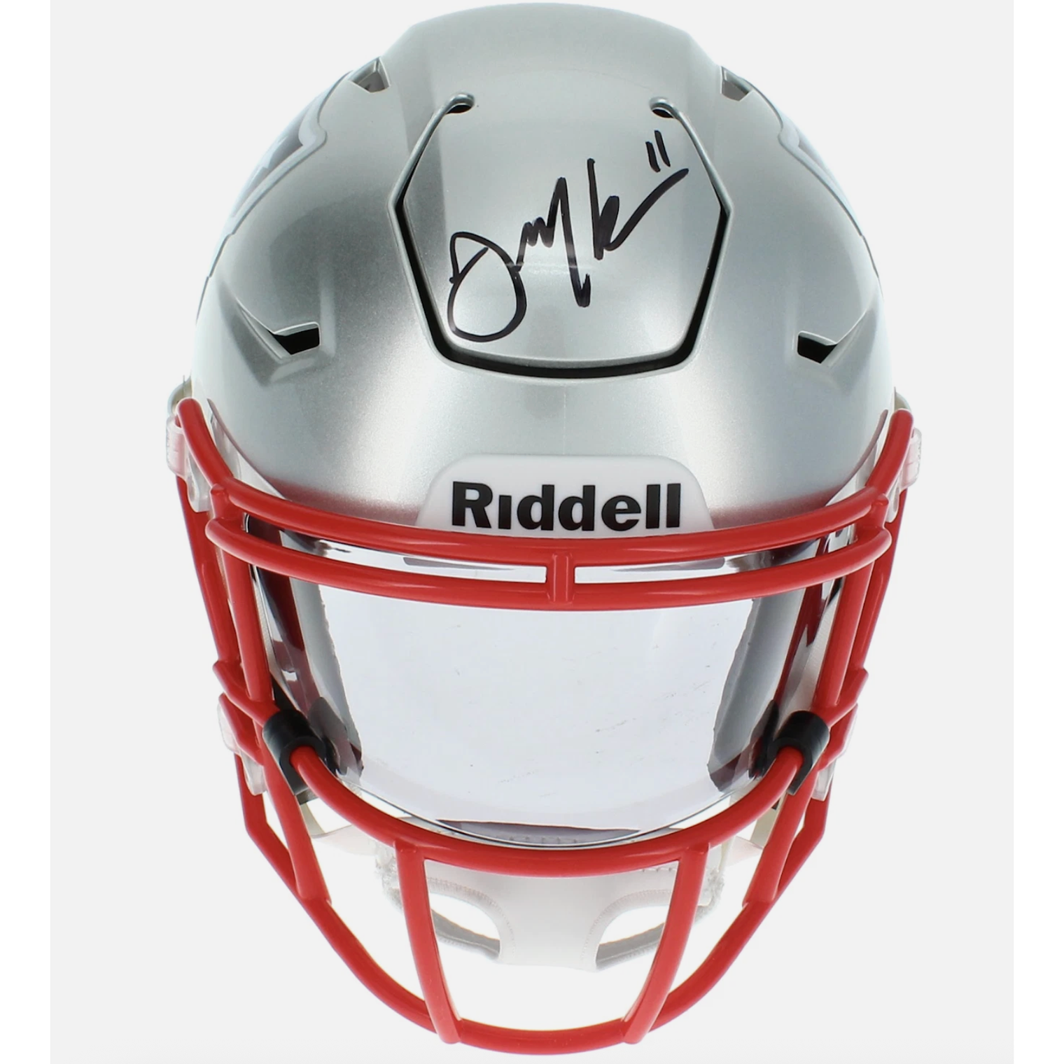 Julian Edelman Autographed Patriots Mid-Size Speedflex MIDI Helmet JSA