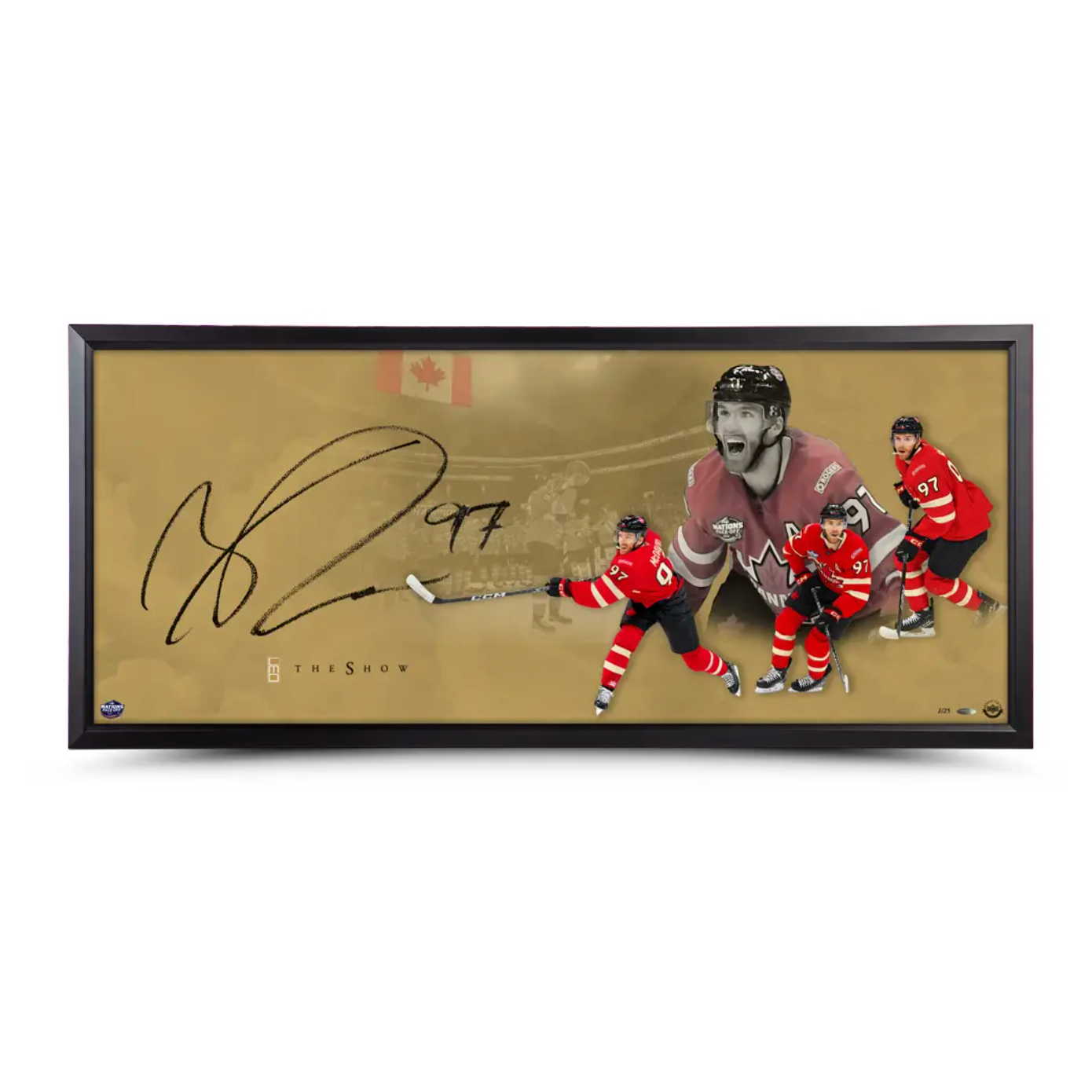 Connor McDavid Autographed The Show “Canada on Top Gold” 46" x 20" Framed Photo UDA