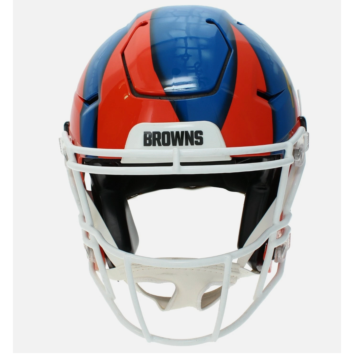 Myles Garrett Autographed Los Angeles Rams/Cleveland Browns Blue/Orange Custom Painted RIPPED Speedflex Authentic Helmet Beckett