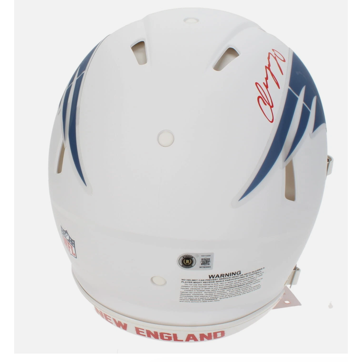 Christian Gonzalez Autographed New England Patriots White Rivalries Speed Authentic Helmet Beckett