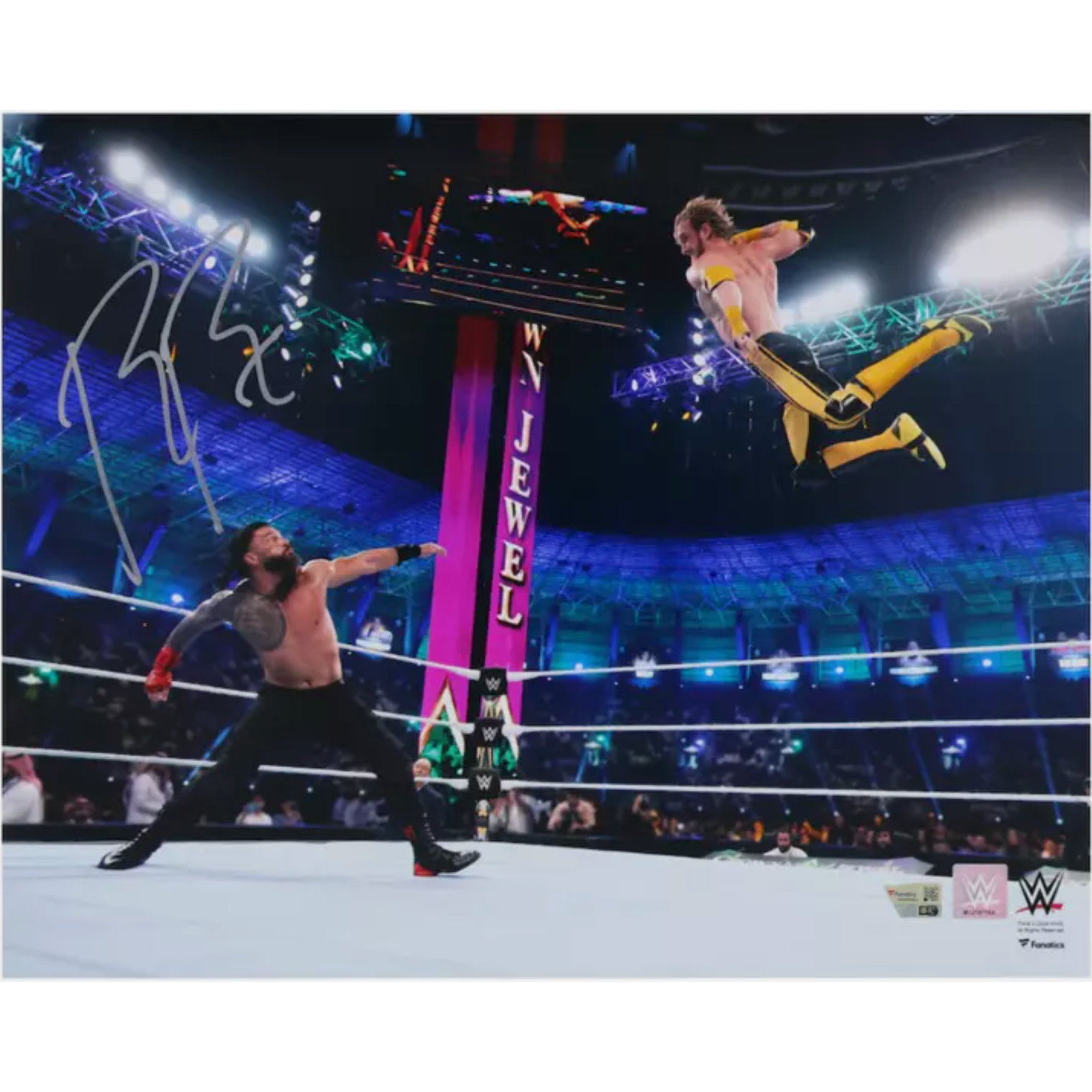 Roman Reigns Autographed Crown Jewel "Vs. Logan Paul" 16" x 20" Photo Fanatics
