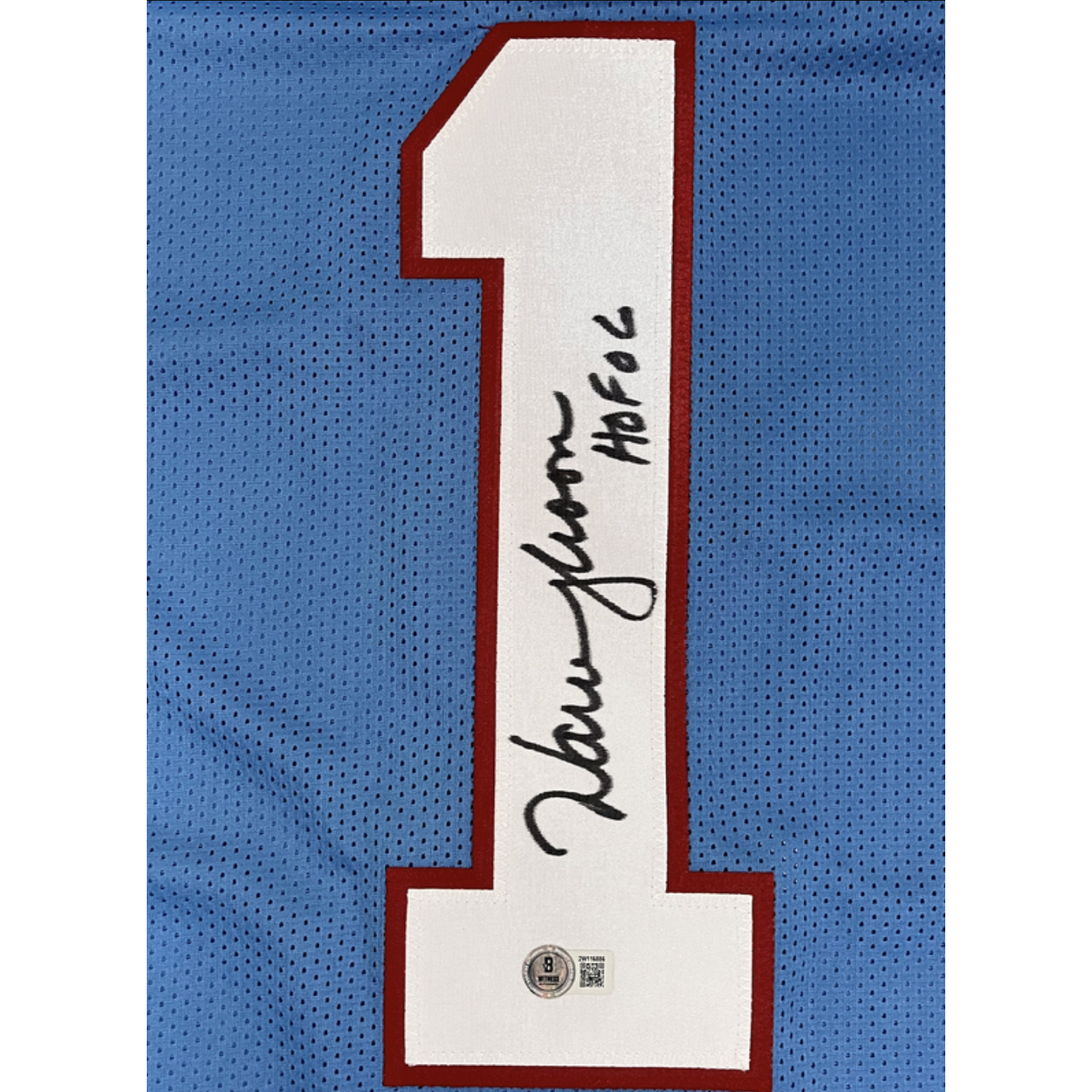 Warren Moon of the Houston Oilers Autographed "HOF 06" Custom #1 Jersey Beckett