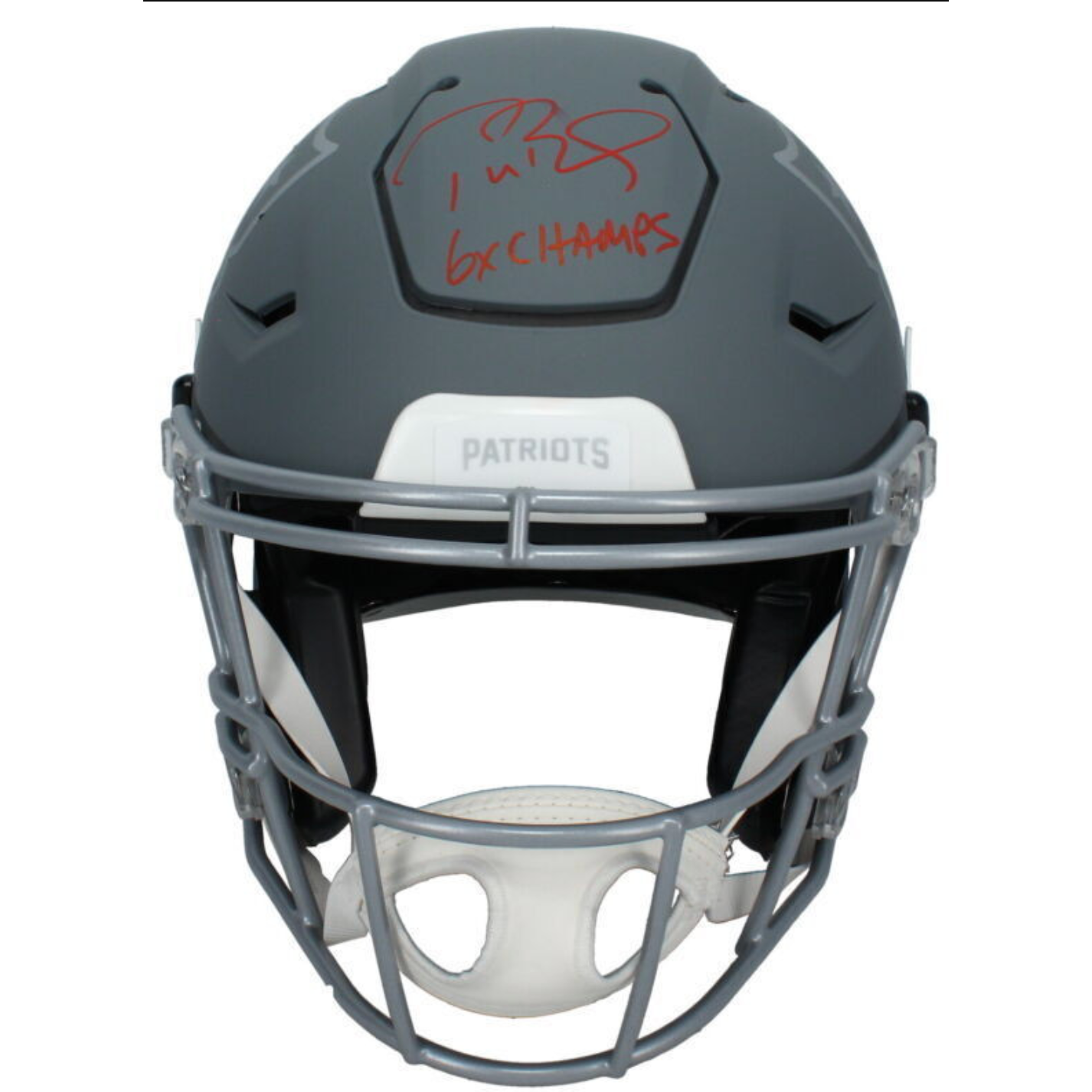 Tom Brady Auto "6x Champs" Patriots Slate SpeedFlex Helmet Fanatics LE 25/25