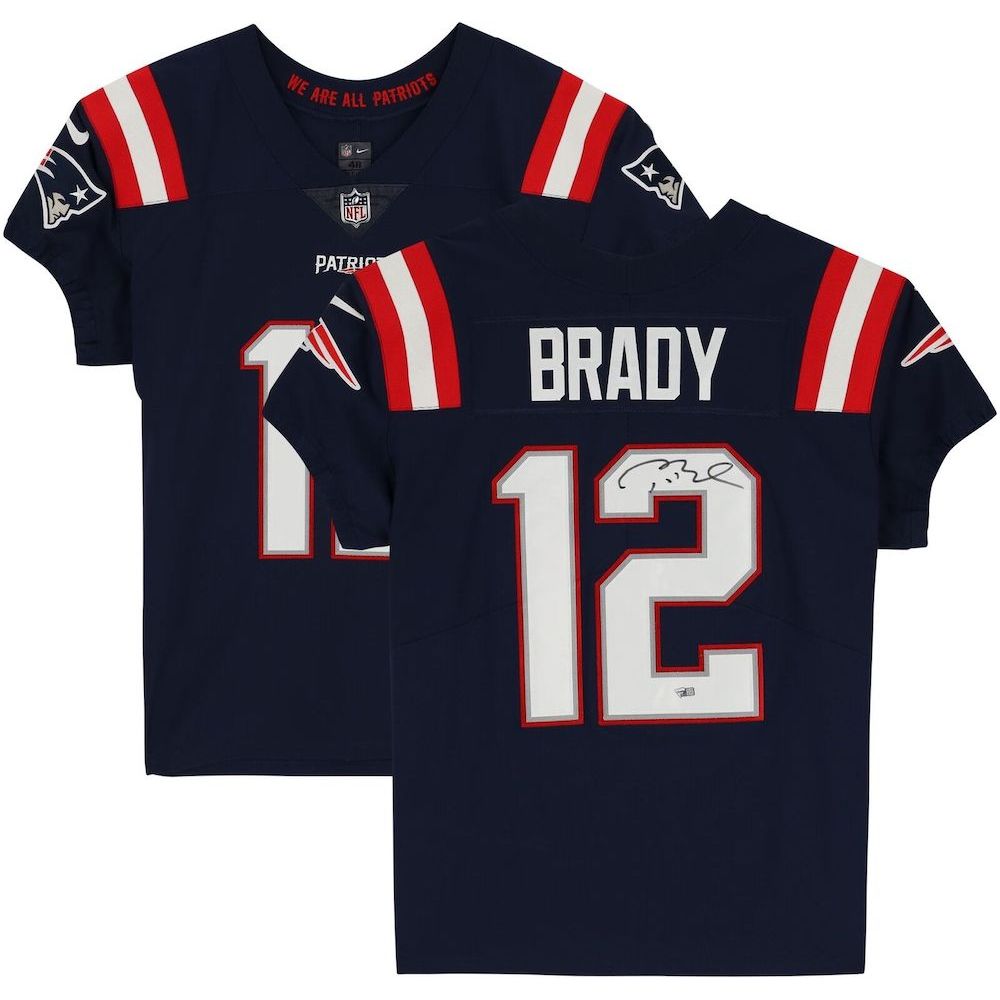 TOM BRADY Autographed Patriots Nike Elite Navy Blue Color Rush Jersey FANATICS
