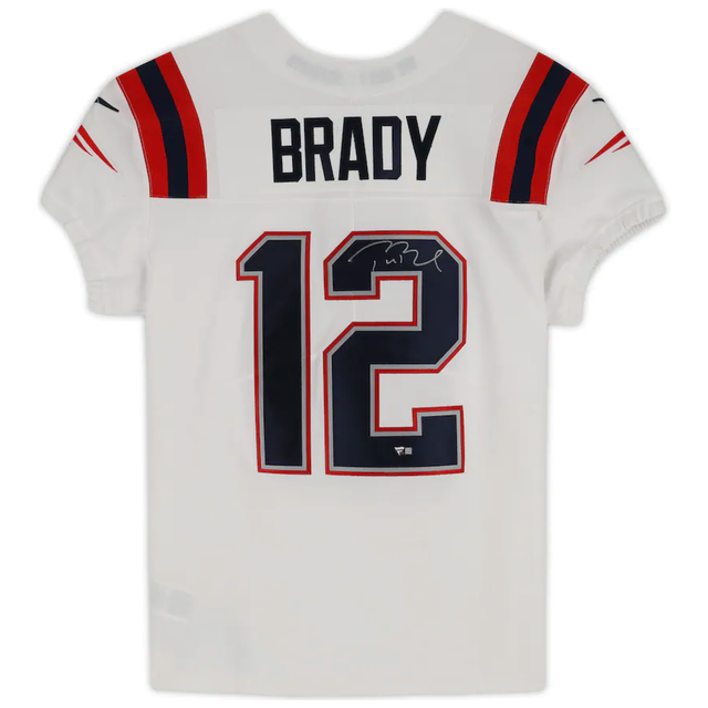 TOM BRADY Autographed NE Patriots Nike Elite White Color Rush Jersey FANATICS