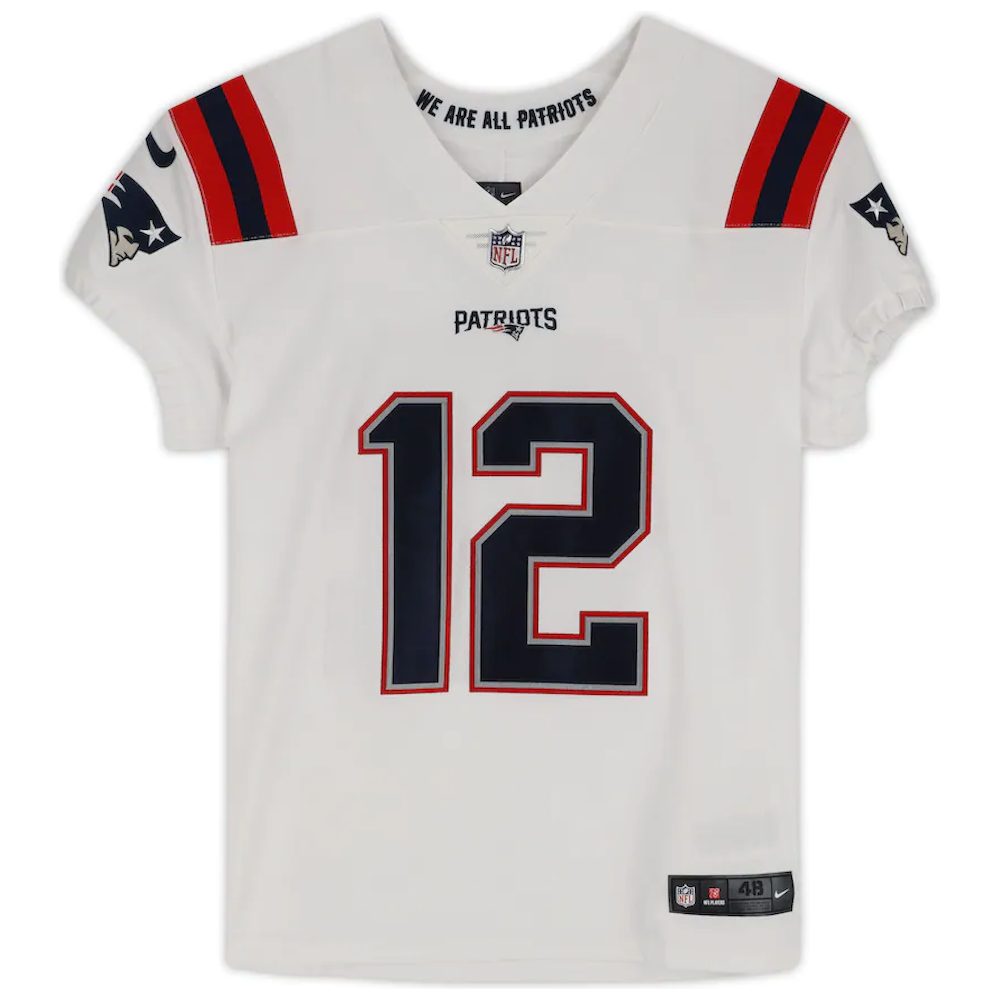 TOM BRADY Autographed NE Patriots Nike Elite White Color Rush Jersey FANATICS