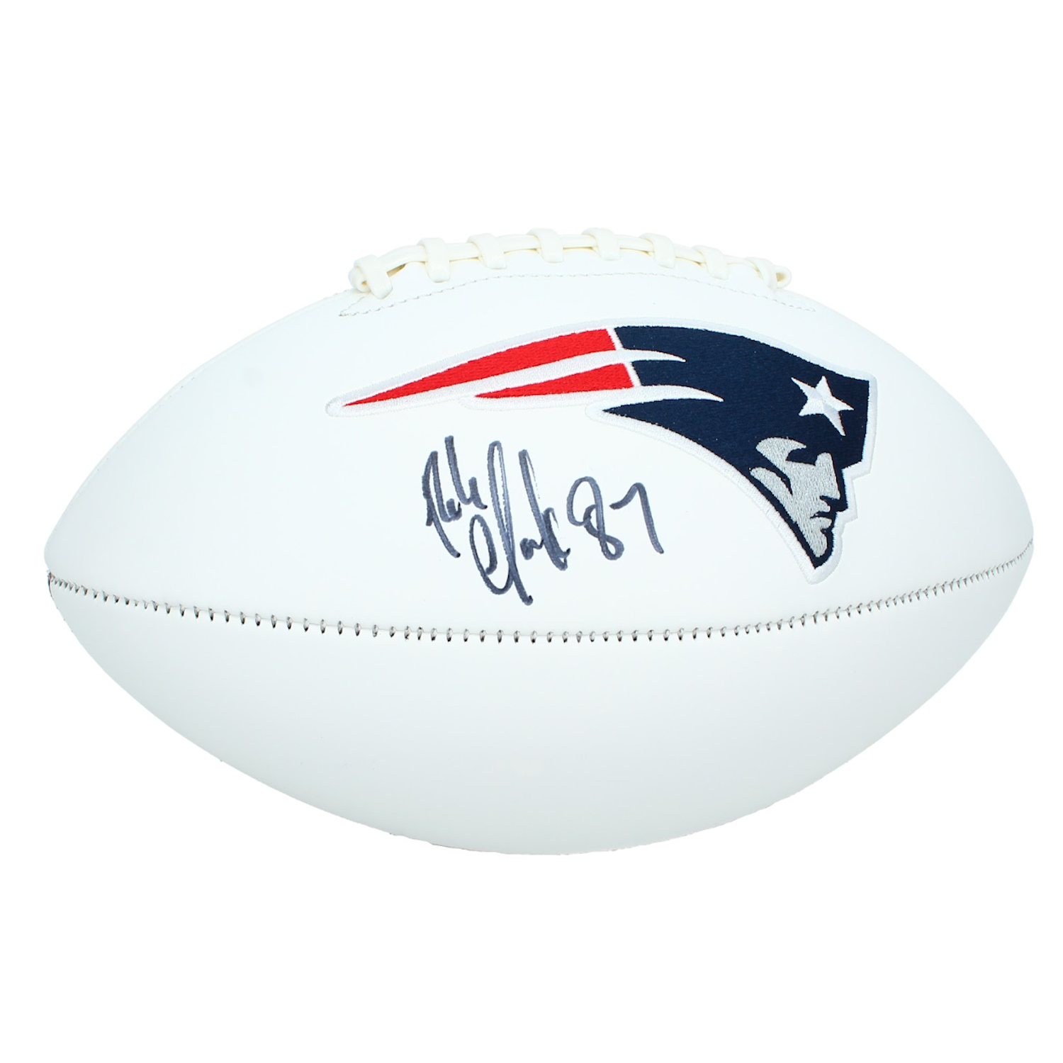 Rob Gronkowsi Autographed New England Patriots Super Bowl Stat White Panel Football Beckett